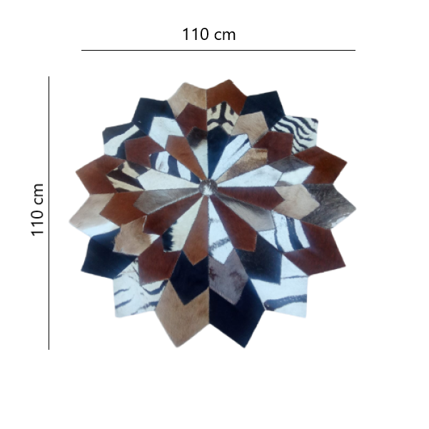 African Animal Hide Flower Shape Area Rug - 1.1m