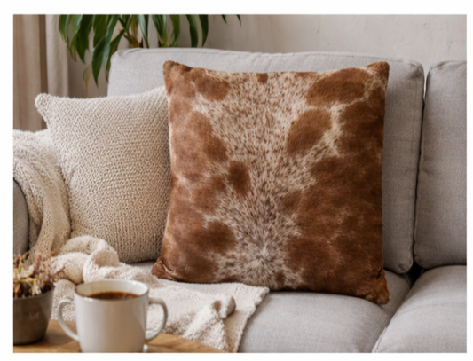 African Animal Hide Cushion - 43cm x 43cm (Nguni)