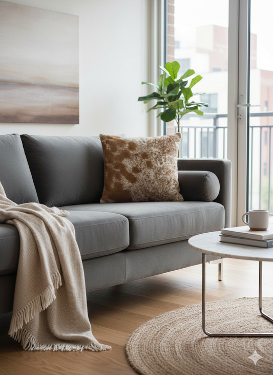 African Animal Hide Cushion - 43cm x 43cm (Nguni) 2