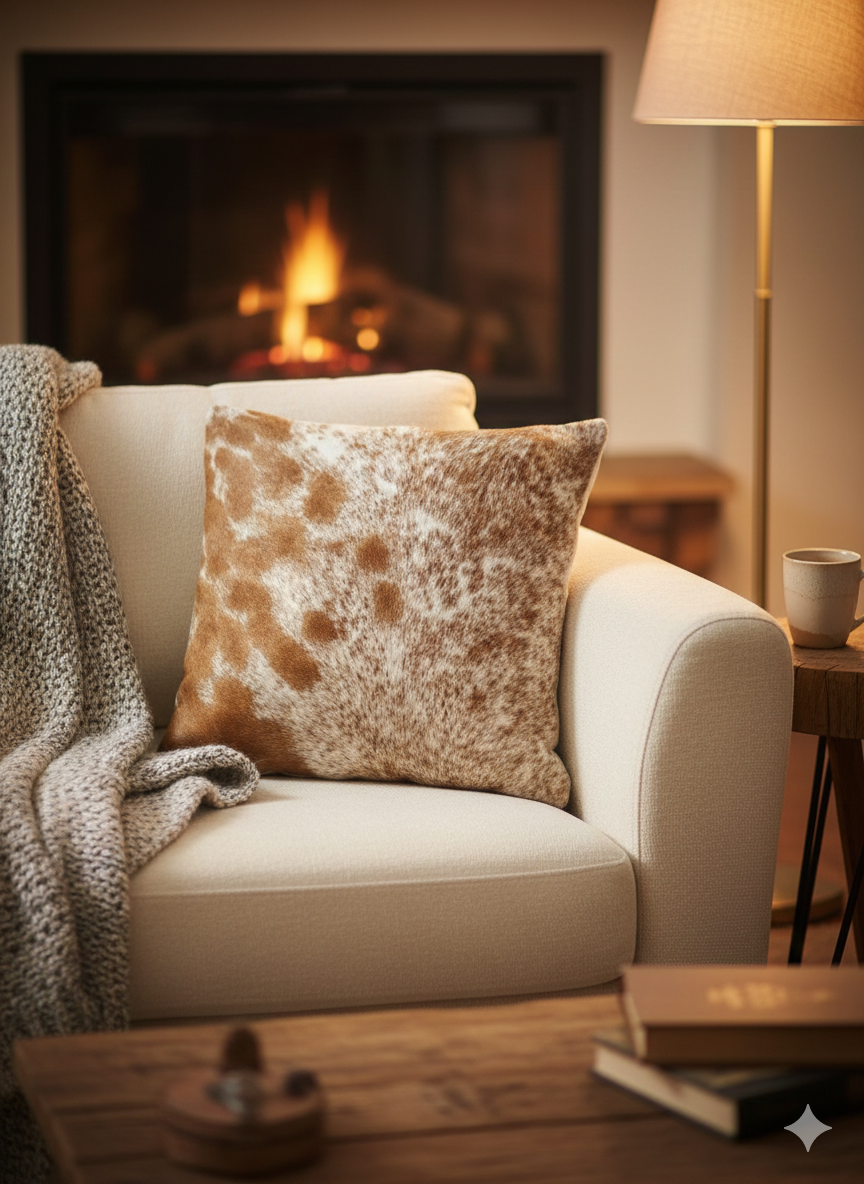 African Animal Hide Cushion - 43cm x 43cm (Nguni) 2