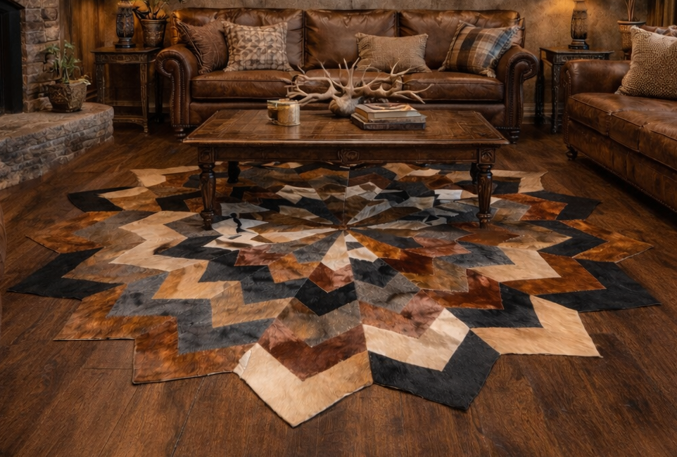African Animal Hide Flower Shape Area Rug - 1.6m