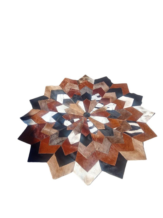 African Animal Hide Flower Shape Area Rug - 1.3m