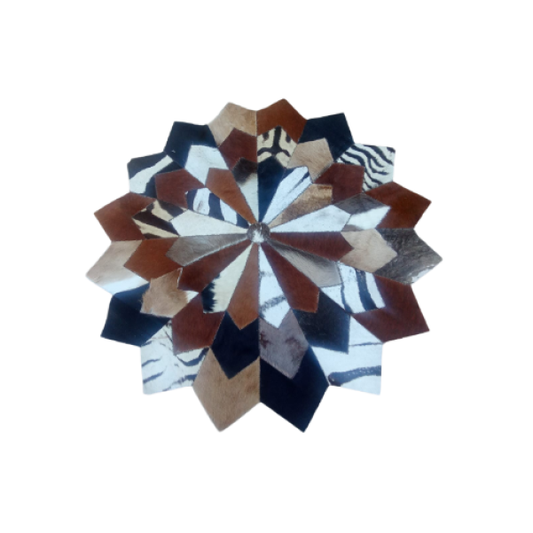 African Animal Hide Flower Shape Area Rug - 0.9m