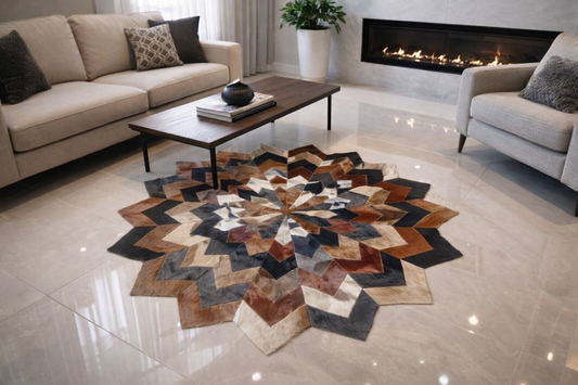 African Animal Hide Flower Shape Area Rug - 1.6m